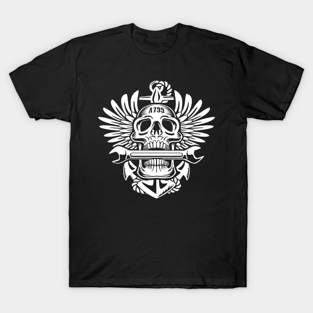 Naval Aviation A799 Skull with Wings, Wrench, and Anchor T-Shirt by hobrath